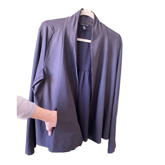 Eileen Fisher Jacket Womens Large Gray Open Front Blazer Cardigan Capsule Piece - Picture 2 of 8